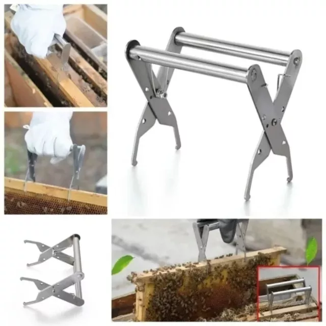 Stainless Steel Bee Hive Frame Holder Lifter Capture Grip Beekeeping Equipment