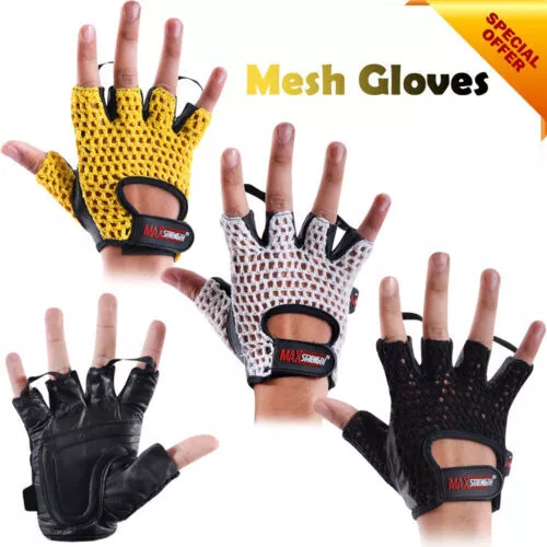 Weight Lifting Gym Fitness Bodybuilding Mesh Gloves Training Cycling Fingerless