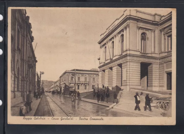 Cartolina Reggio Calabria Corso Garibaldi Teatro Comunale ANIMATA T164