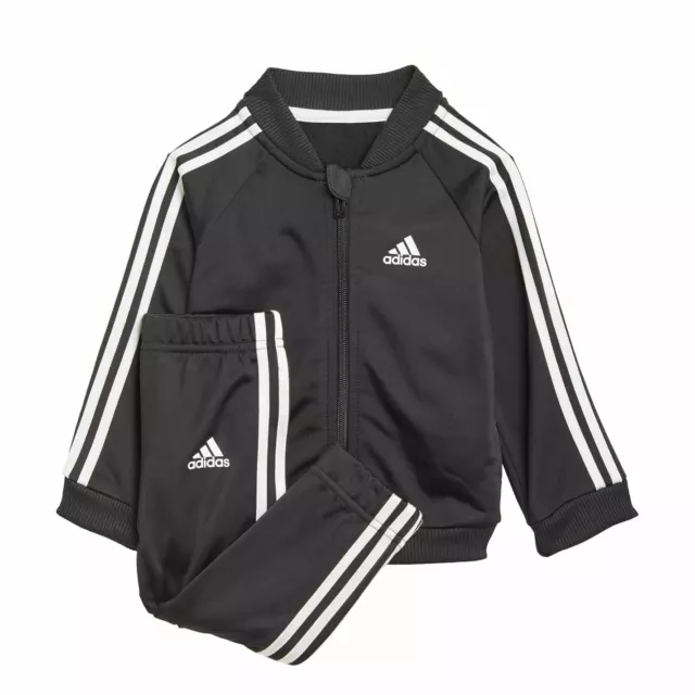 adidas Kids Boys Stripe Poly Tracksuit Long Sleeve Zip Full Elasticated Waist