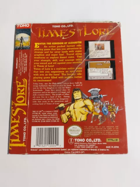 Times of Lore NES box only 2