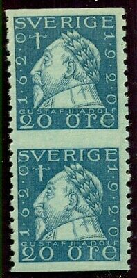 SWEDEN #164v (152Av) 20ore blue, Coil Pair IMPERF BETWEEN, og, NH, VF Rare