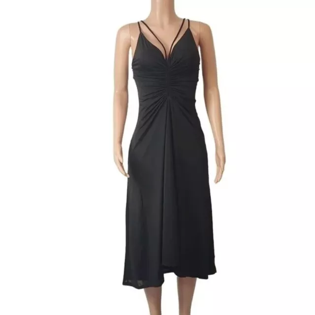 House of Harlow 1960 womens Midi Dress Small Black Strappy Criss Cross Back Knit