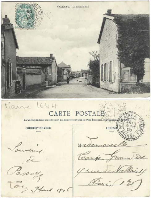 CPA postcard 1906 La Grande Rue VADENAY près Châlons en Champagne 51 Marne (427)