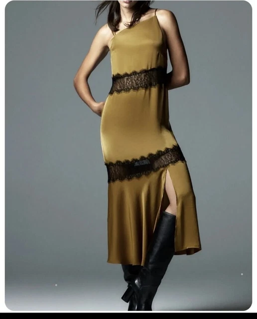 ZARA CONTRAST CAMISOLE DRESS WITH LACE OLIVE GREEN BLOGGERS FAVOURITE SIze M 21.49 - PicClick UK ZARA CONTRAST CAMISOLE DRESS WITH LACE OLIVE GREEN BLOGGERS FAVOURITE SIze M 21.49 - PicClick UK