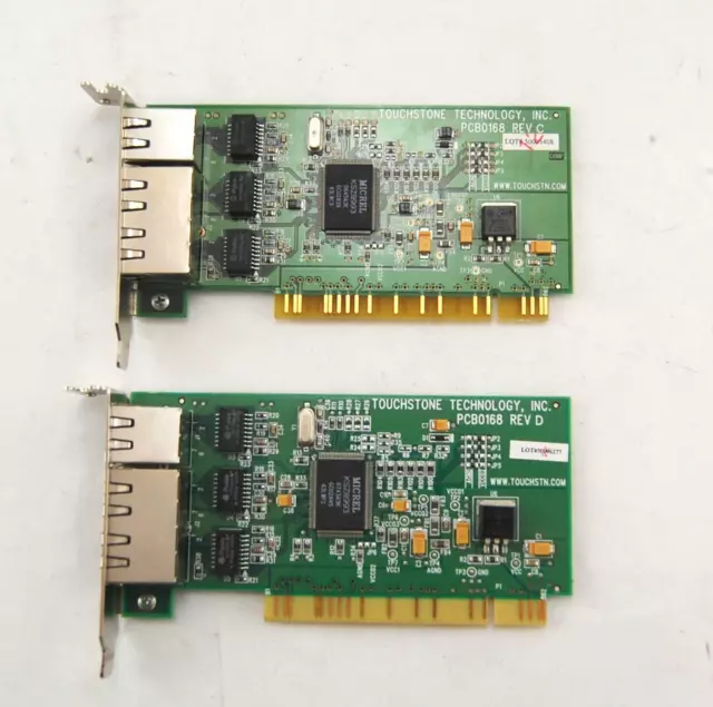 Lot of 2 Touchstone PCB0168 REV C D 3 Port PCI Network Card 381775-002