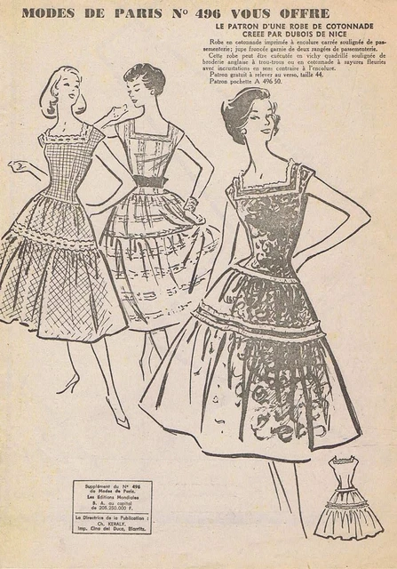 Patron Vintage Mode De Paris - Robe Bustier Ou à Bretelles, Tailles 40 à 42, Années 80