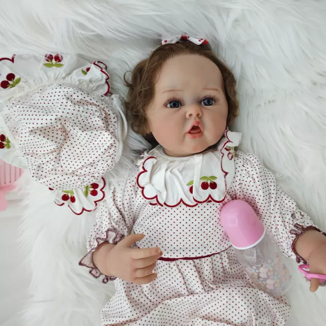 24in Reborn Toddler Girl Doll Soft Vinyl Cuddly Body 3D Skin Birthday Gifts