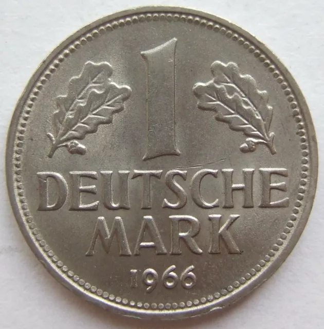 Coin Federal Republic Germany 1 German Mark 1966 F IN Uncirculated