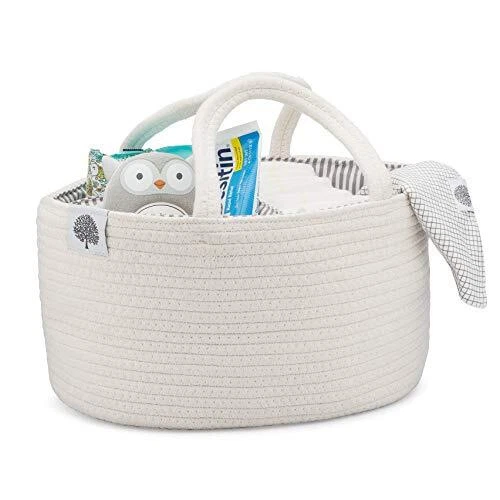 Parker Baby Rope Diaper Caddy Organizer - Nursery Storage Bin and Car Organiz...