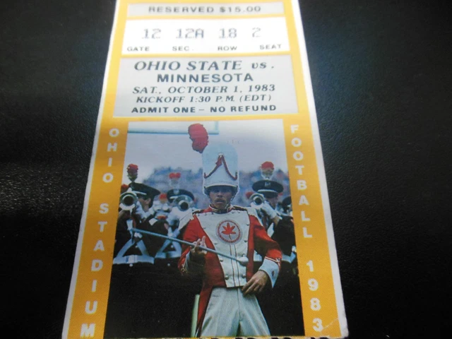 1983 Minnesota Vs Ohio State Ncaa Football Ticket Stub Rare Good Condition