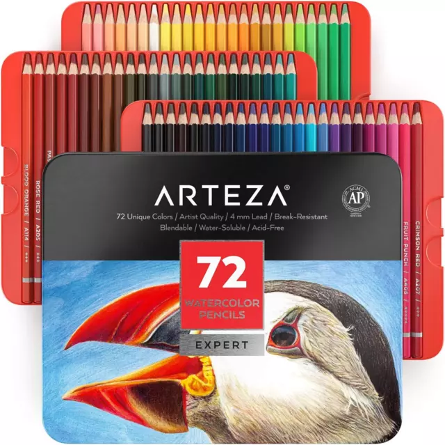 Lápices de acuarela profesionales ARTEZA, conjunto de 72, dibujo multicolor para