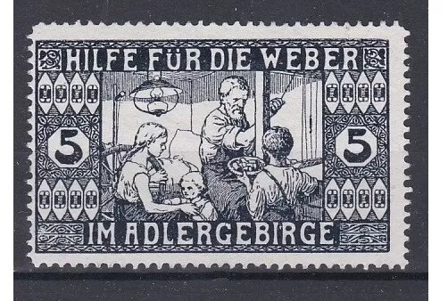 Vignette Reklamemarke Hilfe für die Weber im Adlergebirge Spendenmarke dbl.