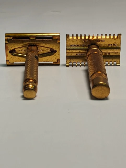 Set Of 2 Vintage 1930's Gillette Ball End DE Safety Razor Clean 2
