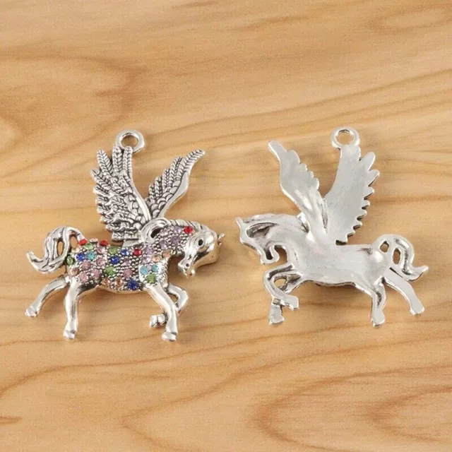 5 Tibetan Silver Large Pegasus Flying Horse Charms Pendants For Necklace Making