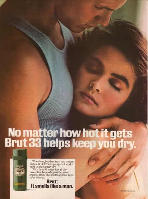 Brut 33 Deodorant--It Smells Like a Man--1985 Magazine Advertisement