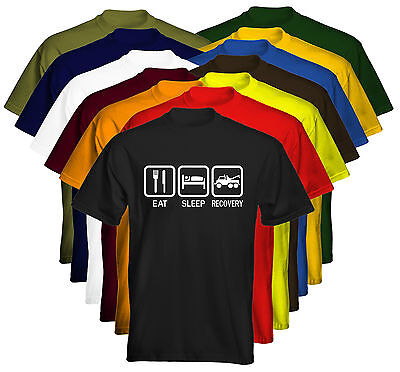 Velocitee Mens T-Shirt Eat Sleep Recovery Truck Size & Colour Options