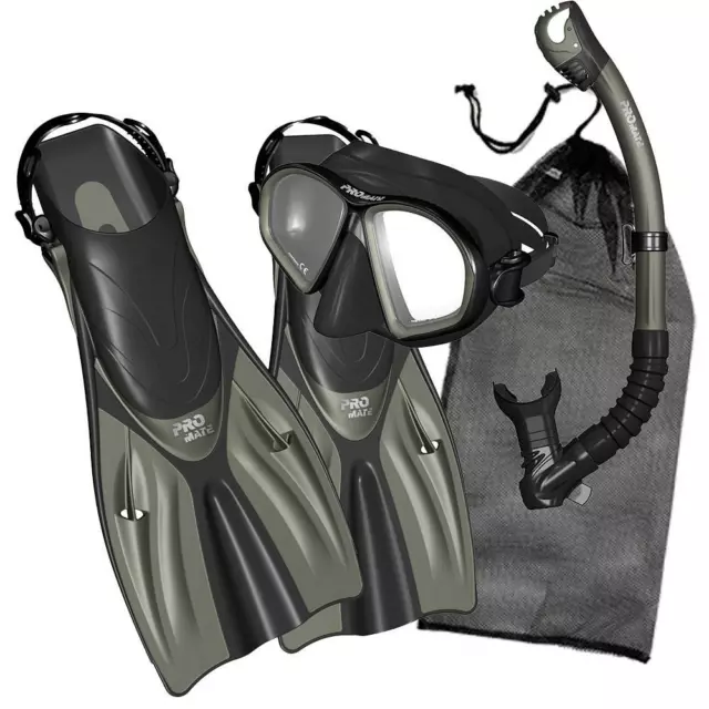 PROMATE SPECTRUM ADULT Snorkeling Mask Fins Dry Snorkel Mesh Bag Dive Gear  Set $59.95 - PicClick