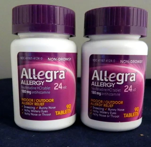 2X Allegra Allergy 24 hr Indoor/Outdoor 180mg  90x2=180 Exp 8/23+
