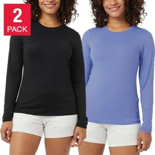 32 Degrees Ladies' Long Sleeve Air Mesh Tee, 2-Pack UPF 40 Quick dry | Size M