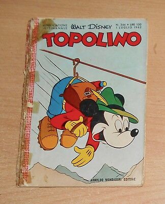 Ed.mondadori  Serie  Topolino   N°  344  1962   Originale  !!!!! Con Figurine