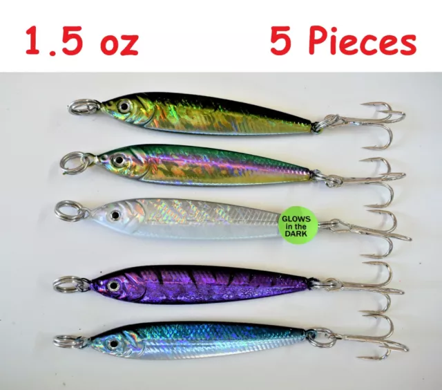 5 Pieces 1.5oz Mega Live Bait Metal Jigs 5 Colors Combo Saltwater Fishing Lures