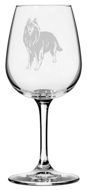 Belgian Shepherd Dog (Groenendael) Dog Themed Etched 12.75oz Wine Glass