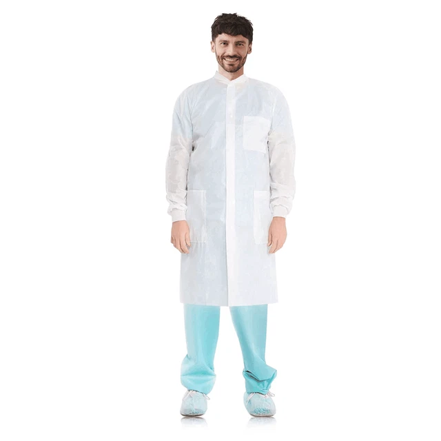 White Disposable Lab Coat Women and Men Pack of 10 X Large Disposable Lab Coats