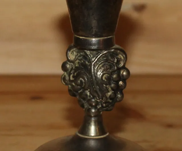 Antique hand made small silver plated candle holder 3