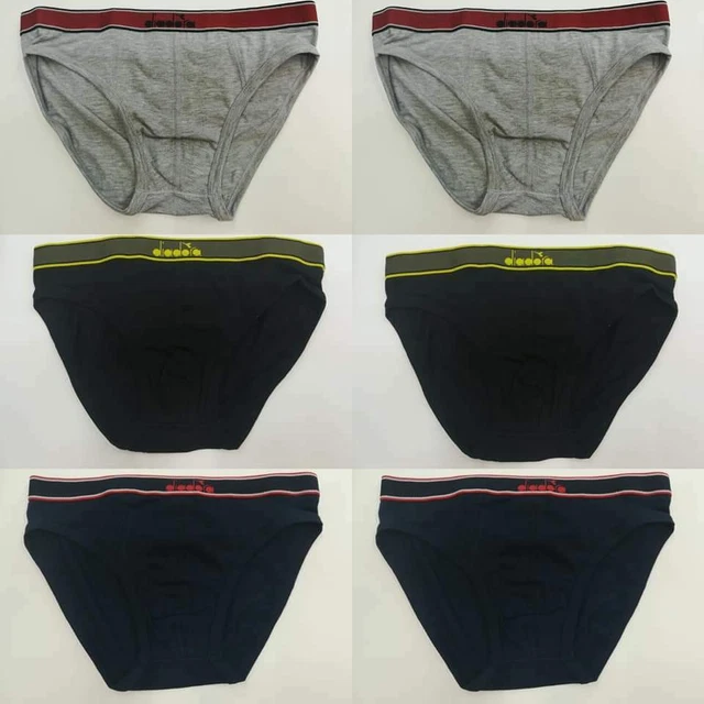 SLIP UOMO DIADORA Nero Grigio Blu Elastico Parlato 6 Pezzi EUR