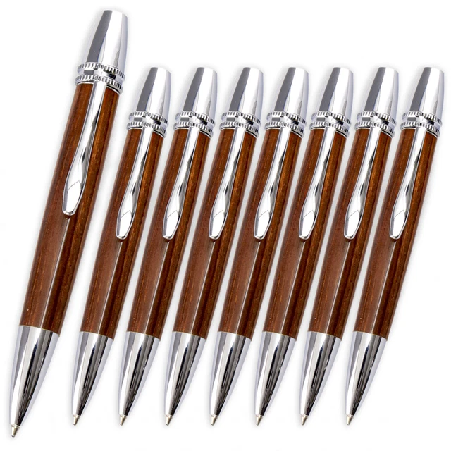 Kit de bolígrafo Polaris Twist, acabado cromado, paquete de 8, torneado en madera heredado