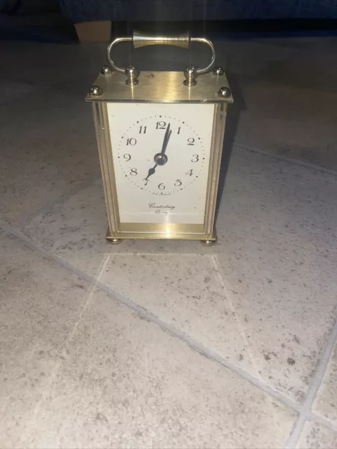 Vintage Canterbury Carriage Brass Clock Decorative Item Little Clock Heavy