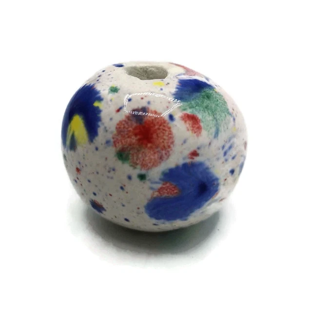 1Pc Ceramic Macrame Beads, Large Hole Clay Beads Handmade For Jewelry Making