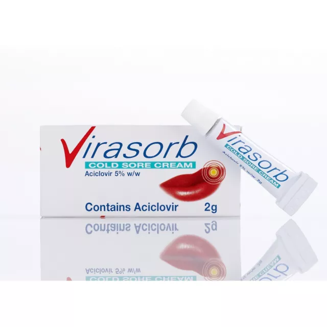 Cold Sore Cream (Virasorb) 5% w/w 2g - Lip Virus Treatment