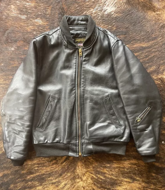 VANSON TJ TEAM JACKET  42 Leather Varsity Jacket USA Competition Weight Quilted