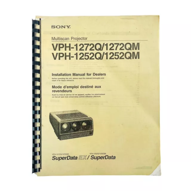 VTG 1993 SONY Multiscan Projector VPH-1272Q / QM VPH-1252Q / QM Manual