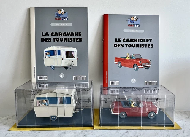 Voiture Miniature 1/24 Tintin - La Caravane Et Le Cabriolet Des Touristes (Hachette Nº51-52), Neuve
