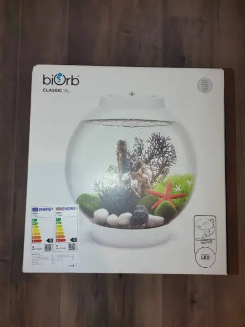 biOrb Classic 15 Acrylic 4-Gallon Aquarium with White LED Lights Modern Compact