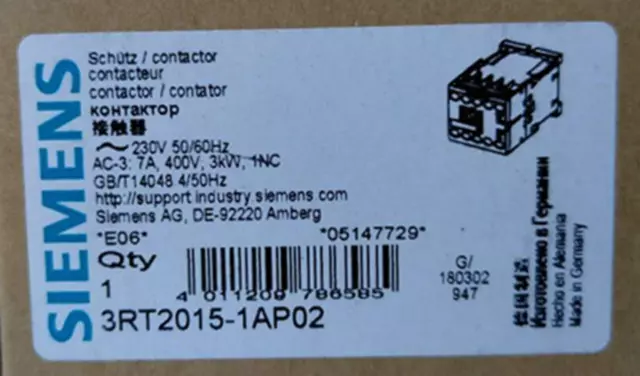 1pcs SIEMENS Contactor 3RT2015-1AP02