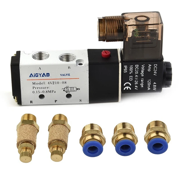Efficient 4V21008 DC 24V Solenoid Pneumatic Valve with Connector Mufflers Set