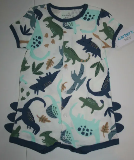New Carter's Boys 18m 1 piece Romper Outfit 3D Dinosaur Scales Snap Up Soft