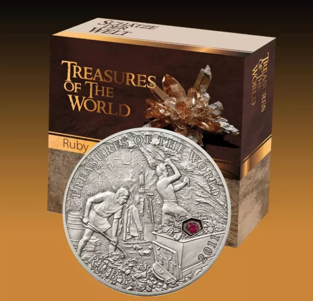 Palau 2011 5$  Treasures of the World - Ruby 1 Oz silber Münze