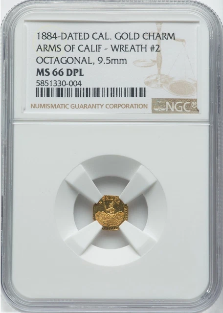 1884 California Gold, Arms of California - Wreath #2, MS66 DPL! FINEST KNOWN!