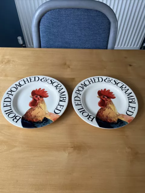 Emma Bridgewater 2x Hen & Toast Plates Boiled Poached Scrambled 22cm