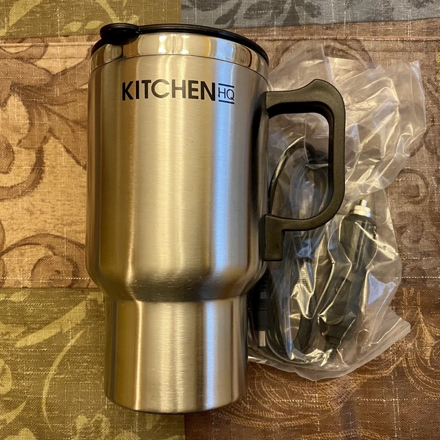 Stainless Steel Heated Travel Mug 15oz. 12v DC Adapter Cord NEW!