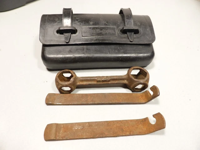 Ancienne Trousse à Outils Vélo Blanc - Sacoche Cyclomoteur Avec Rustines - Stock Ancien