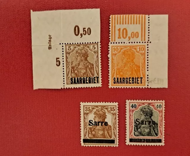 Deutsches Reich, Saarland,Sarre, 1920,Germania ,Lot, ungebraucht o. Gummi