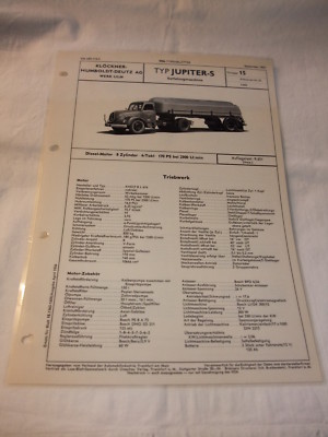 VDA tipi di foglio Oldtimer foglio dati Klöckner Humboldt Deutz MERCUR 120 F-L Exp 59 