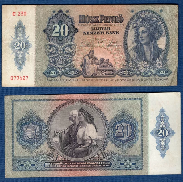 Hongrie 20 Pengo 15/1/1941 Qualité TB TTB - Hungary