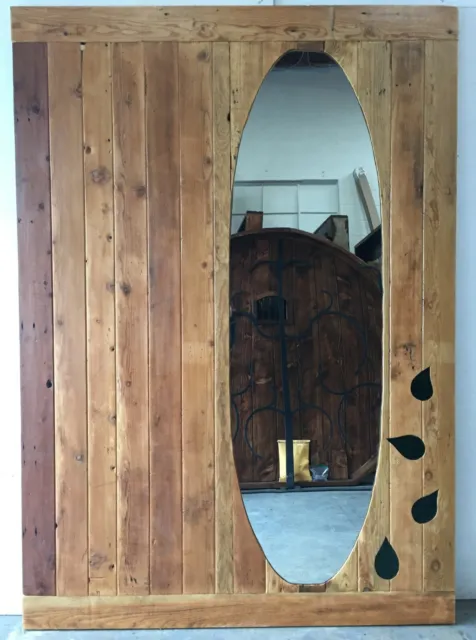 Rustic reclaimed lumber barn door with rail system 67.75 X 96 X 1.5 mirror green
